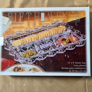 NWOT Fifth Avenue Crystal Relish Tray